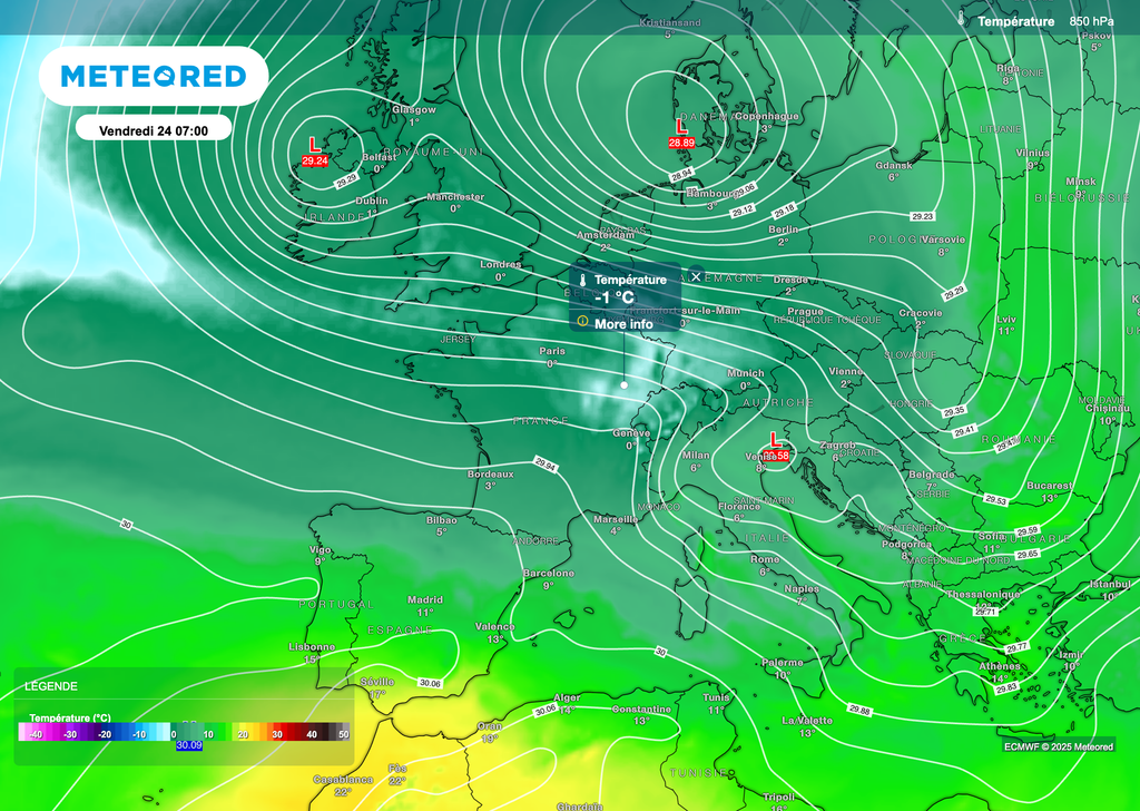 De l'air froid va se présenter en altitude, grande fraîcheur en plaine.