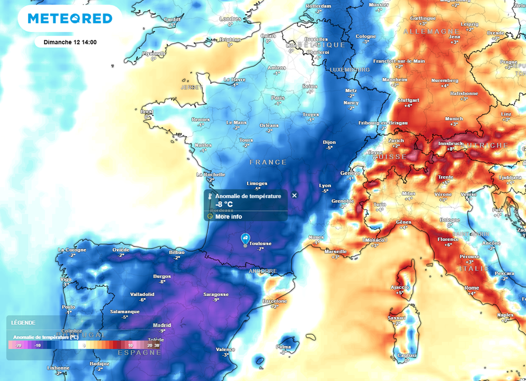 Ce week-end, les valeurs seront parfois inférieures de 8°C aux normales de saison !