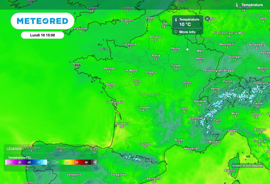 Très nette baisse des températures cet après-midi sur le nord du pays.