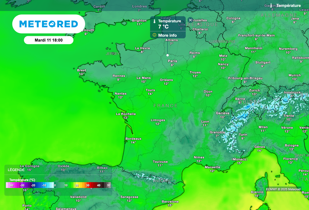 Nouvelle baisse des températures demain sur la France ! Pas plus de 10 degrés l'après-midi au nord de la Seine !