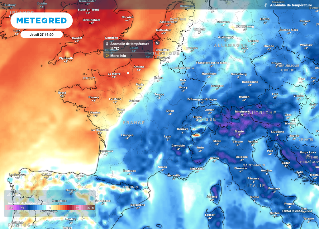 Anomalie températures jeudi après-midi