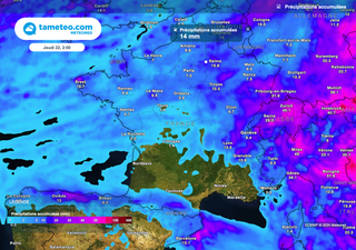 Après la rivière atmosphérique du week-end, nos cartes montrent l'arrivée de nouvelles pluies en France. Où exactement ?