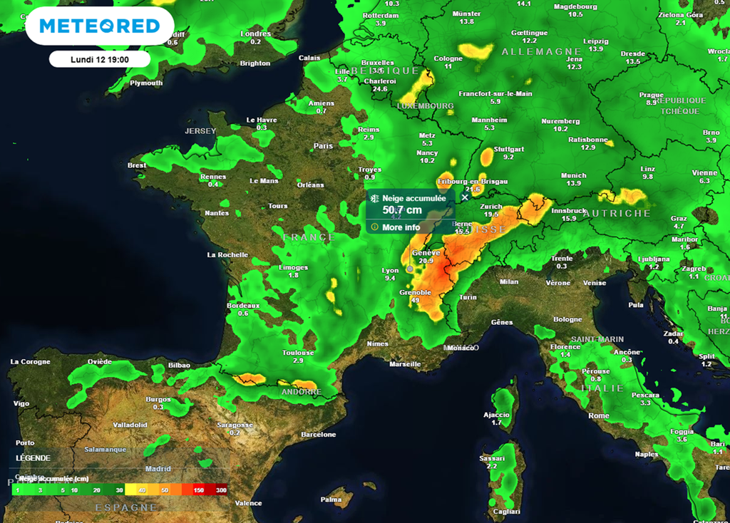 Les cumuls de neige seront parfois importants dans l'est d'ici ce week-end.