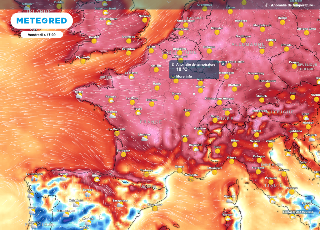 Anomalie température vendredi après-midi