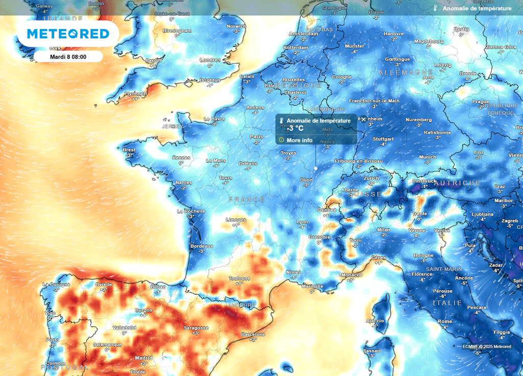 Anomalie température mardi matin