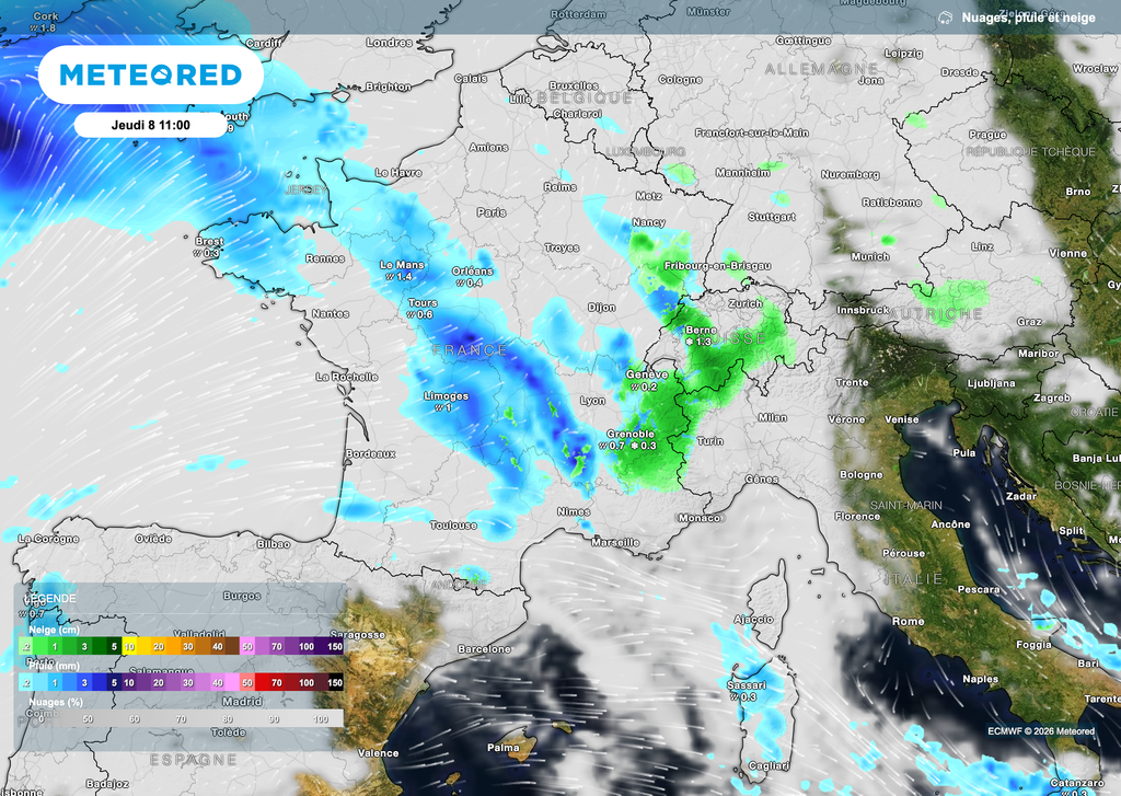 De nouvelles perturbations sont prévues par l'ouest, porteuses de pluies et d'un redoux.