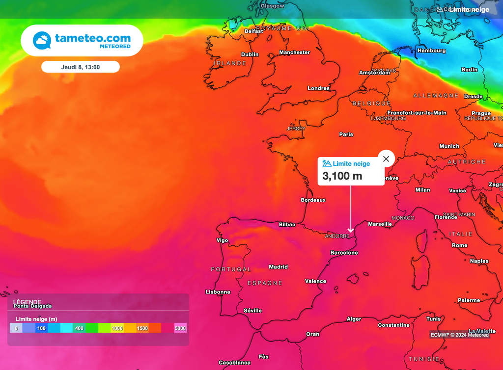 Il faudra parfois monter à plus de 3000m pour retrouver les 0°C jeudi prochain. Il faudra parfois monter à plus de 3000m pour retrouver les 0°C jeudi prochain.