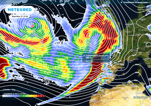 Aproxima-se de Portugal um &ldquo;comboio&rdquo; de tempestades: mais de 200 mm de chuva e risco de cheias nestas zonas