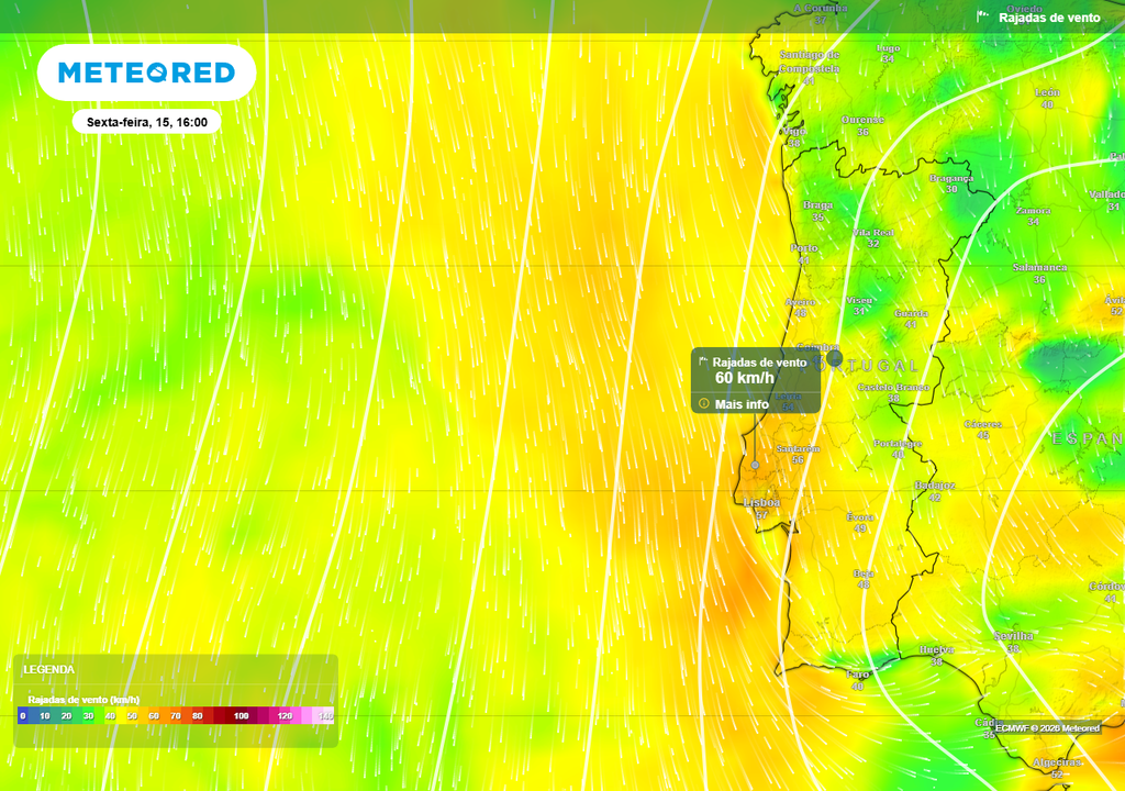 O vento do quadrante Norte produzirá rajadas fortes, de até 60 km/h, na tarde desta sexta-feira, 15 de maio.
