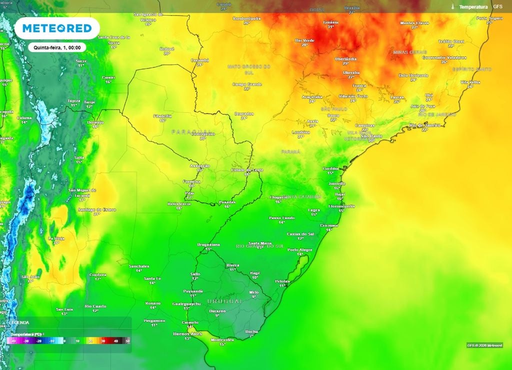frio intenso Temperaturas para o fim da noite da quarta-feira, 30 de setembro.