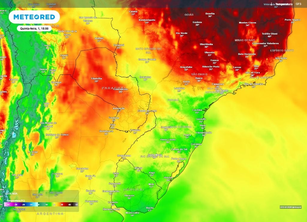 ar frio Temperaturas para a tarde da quinta-feira, 1º de outubro.