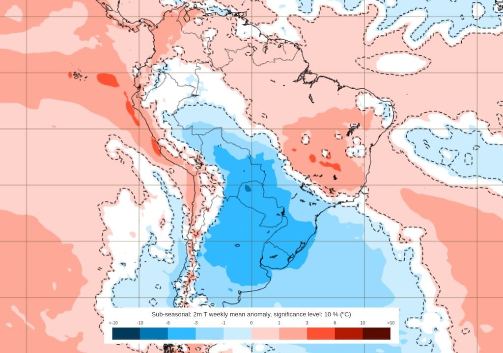 Previsão de anomalias de temperatura entre os dias 18 e 25 de maio (ECMWF) indica uma persistência do frio em grande parte do Brasil ao longo do restante do mês de Maio.