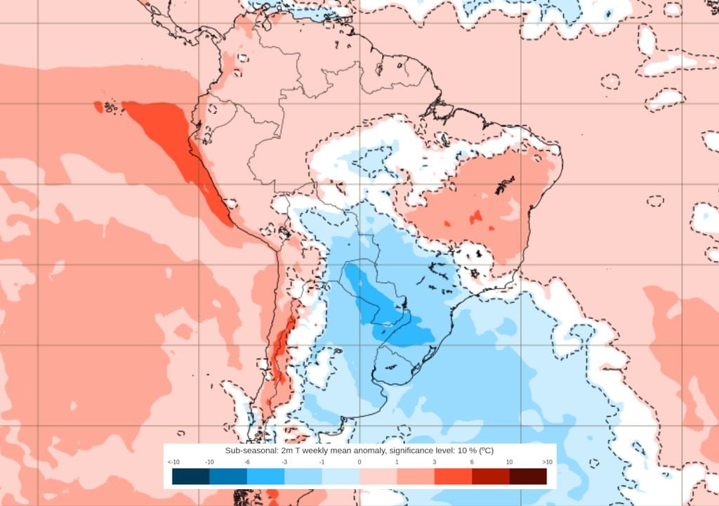 Previsão de anomalias de temperatura entre os dias 15 e 22 de Junho. Previsão de anomalias de temperatura entre os dias 15 e 22 de Junho mostra que uma massa de ar polar manterá as temperaturas muito abaixo da média ao longo da semana que vem.