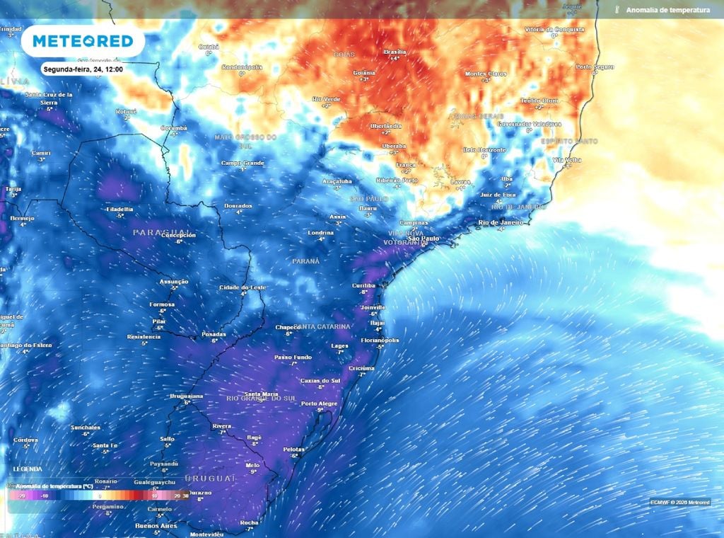 Massa de ar frio de origem polar derrubará as temperaturas em praticamente todo o estado de São Paulo entre este fim de semana e a primeira metade da semana que vem.