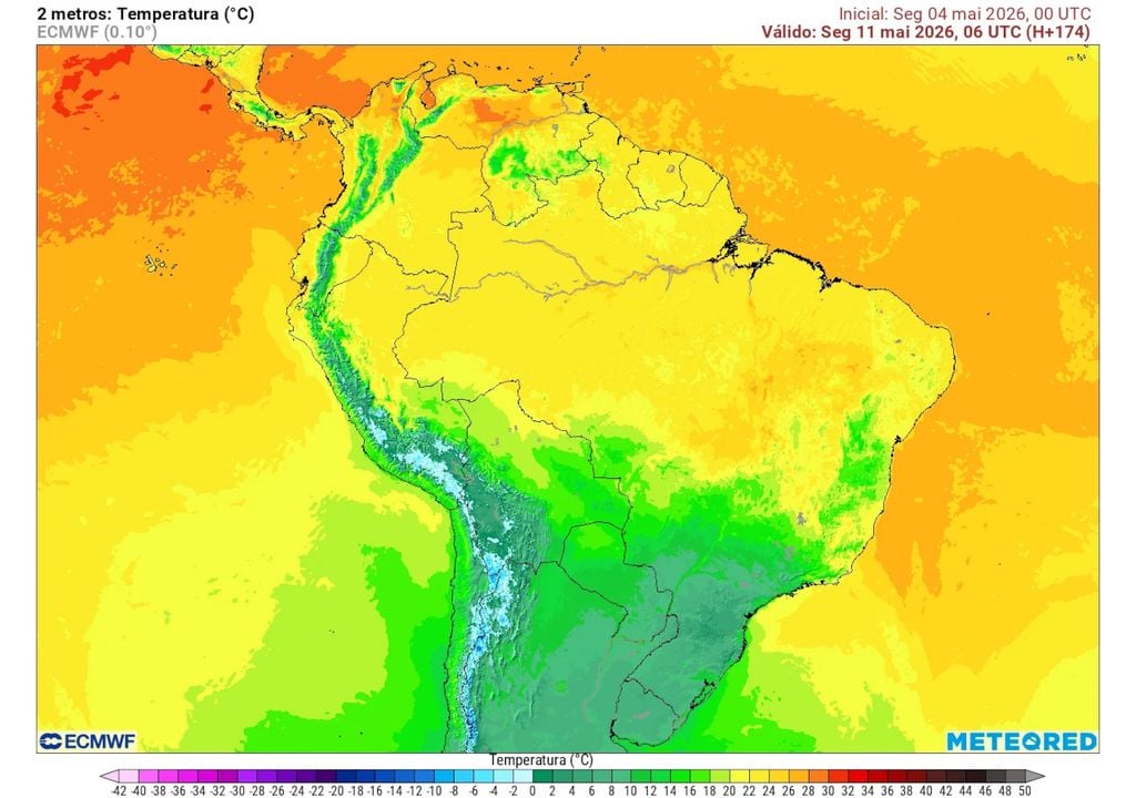 Previsão de temperaturas na segunda (11) durante a madrugada mostra que a massa de ar frio terá grande abrangência, fazendo as temperaturas caírem no Sul, Sudeste, Centro-Oeste e Norte.