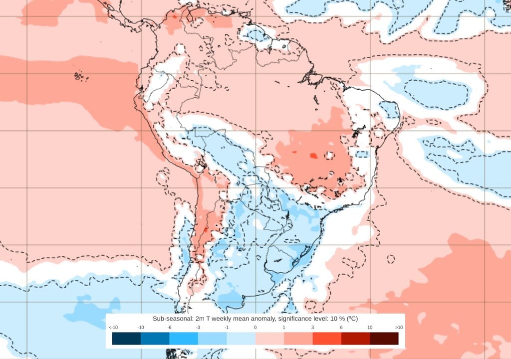 Previsão de anomalias de temperatura entre os dias 11 e 18 de Maio mostram que o frio será persistente sobre a região Sul e também sobre MS e SP, com temperaturas abaixo da média.