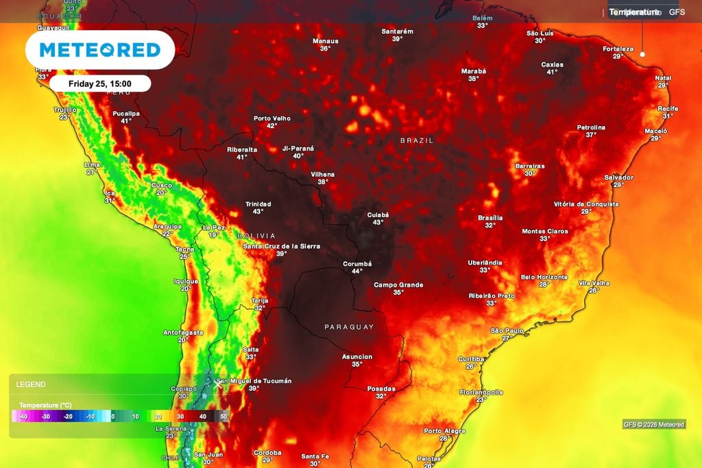 calor intenso, primavera, centro sul Previsão de temperatura para domingo (27), às 15h.