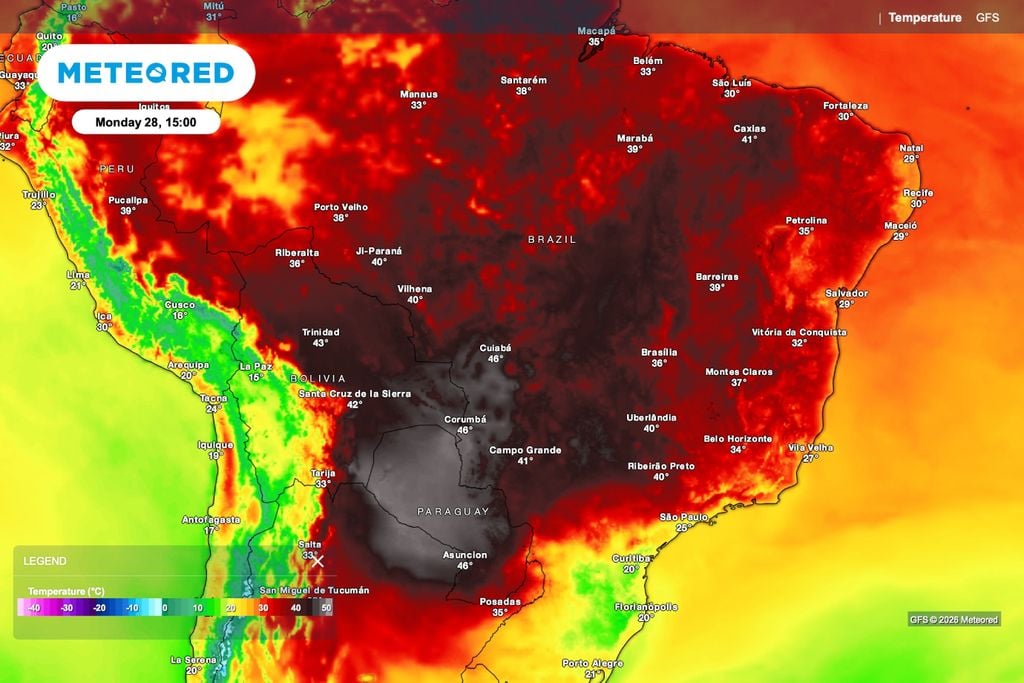 calor intenso, triangulo mineiro Previsão de temperatura para segunda (28), às 15h.