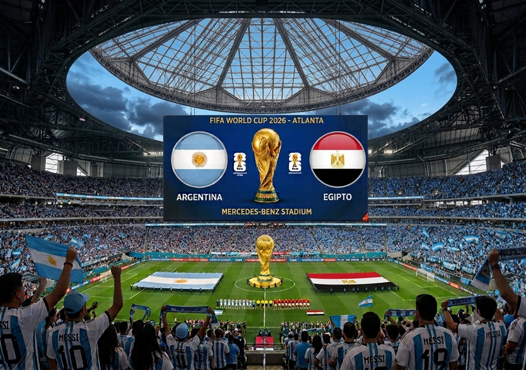Argentina vs. Egipto: juegan el pase a cuartos de final con calor extremo e inestabilidad en pleno mediodía de Atlanta. Imagen creada con IA