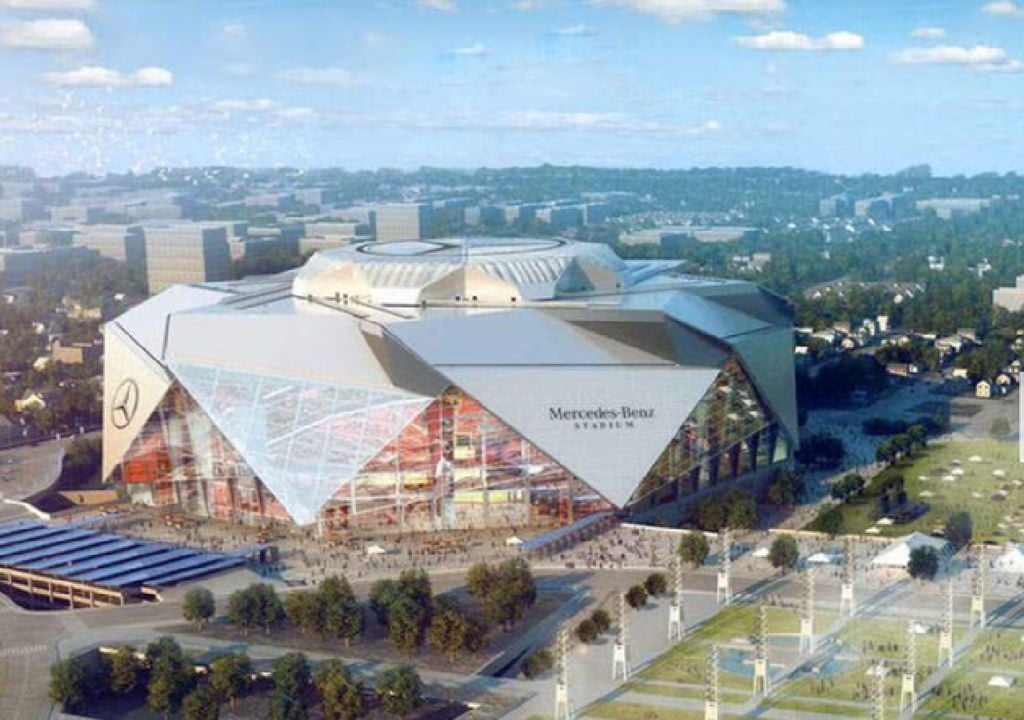 Argentina vs. Egipto se juega en el Mercedes-Benz Stadium techado y climatizado, con la última generación. Imagen: Mercedes-Benz.
