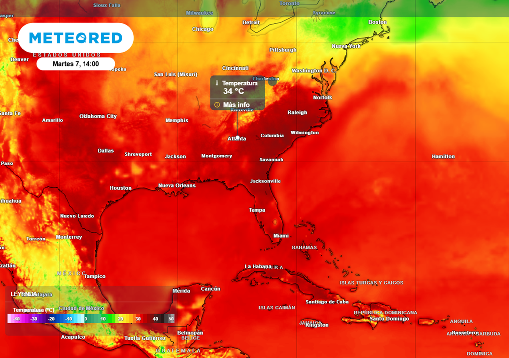 Post partido de Argentina por los 8vos de final con temperaturas elevadas y ST de 37 °C en Atlanta para las 14 h.