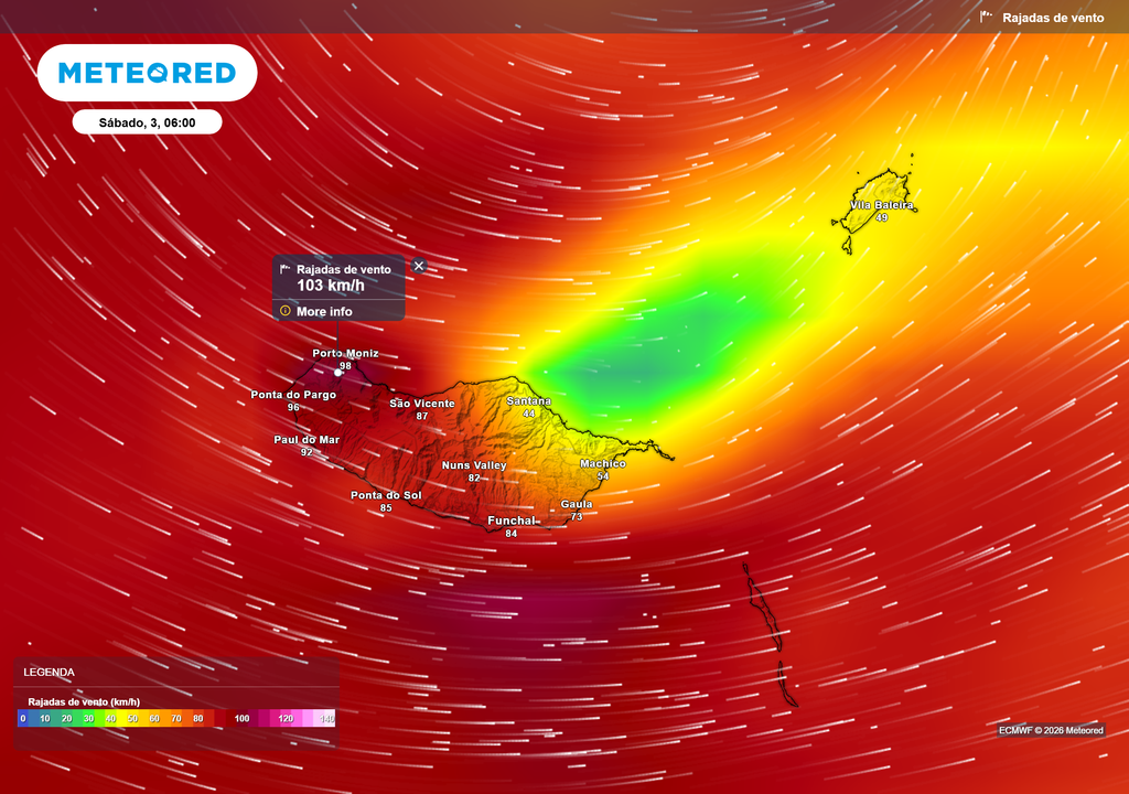rajadas de vento; Madeira