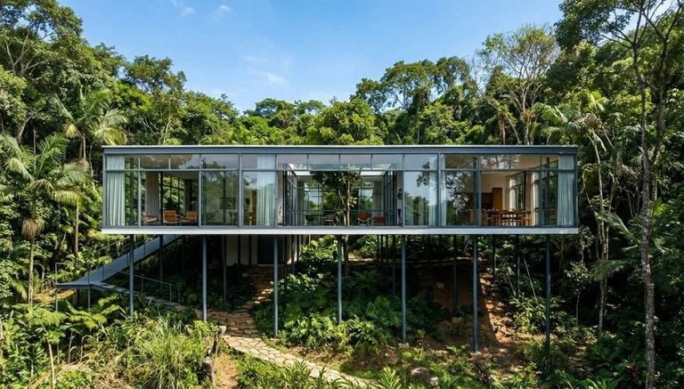 Arquitetura em simbiose: Casa de Vidro de Lina Bo Bardi desafia o tempo e flutua sobre a Mata Atl&acirc;ntica