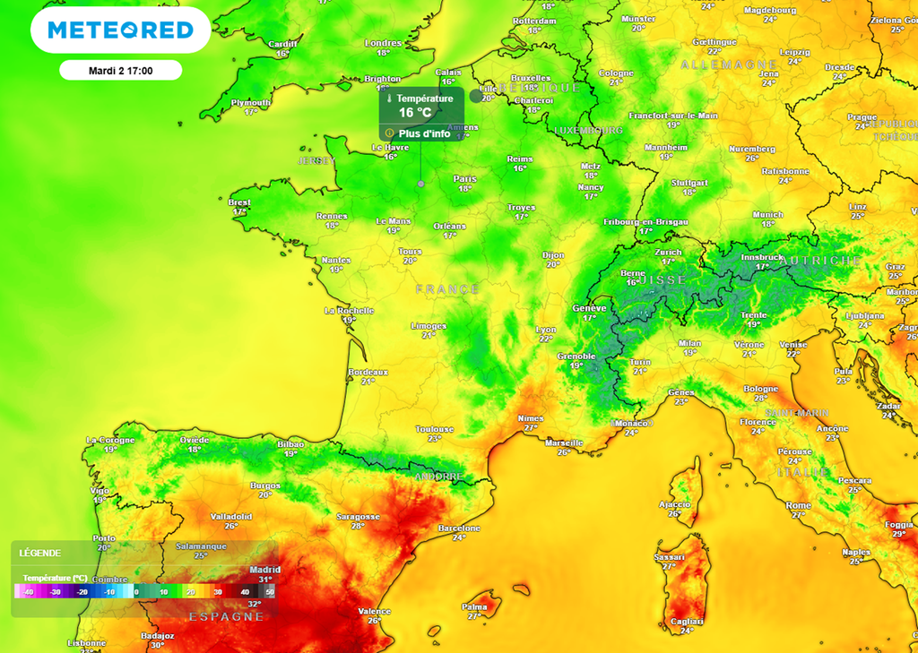 Ce mardi, les valeurs atteindront difficilement les 20°C dans le nord et l'ouest du pays. Ce mardi, les valeurs atteindront difficilement les 20°C dans le nord et l'ouest du pays.