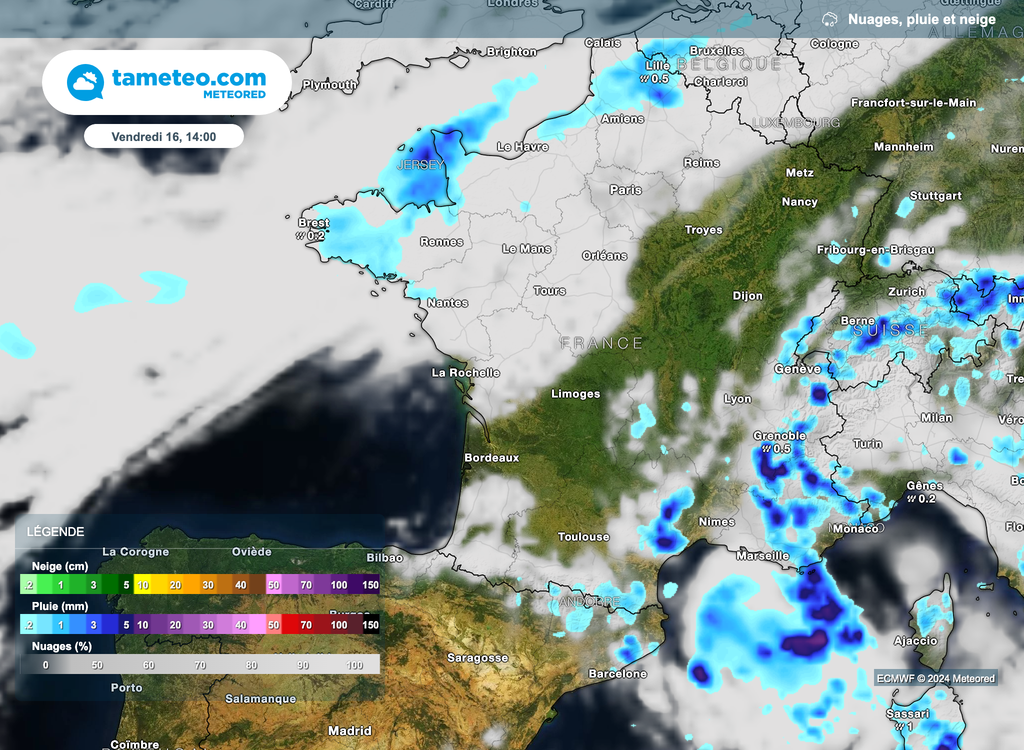 Une large bande d'éclaircies persistera vendredi du sud-ouest au nord-est.