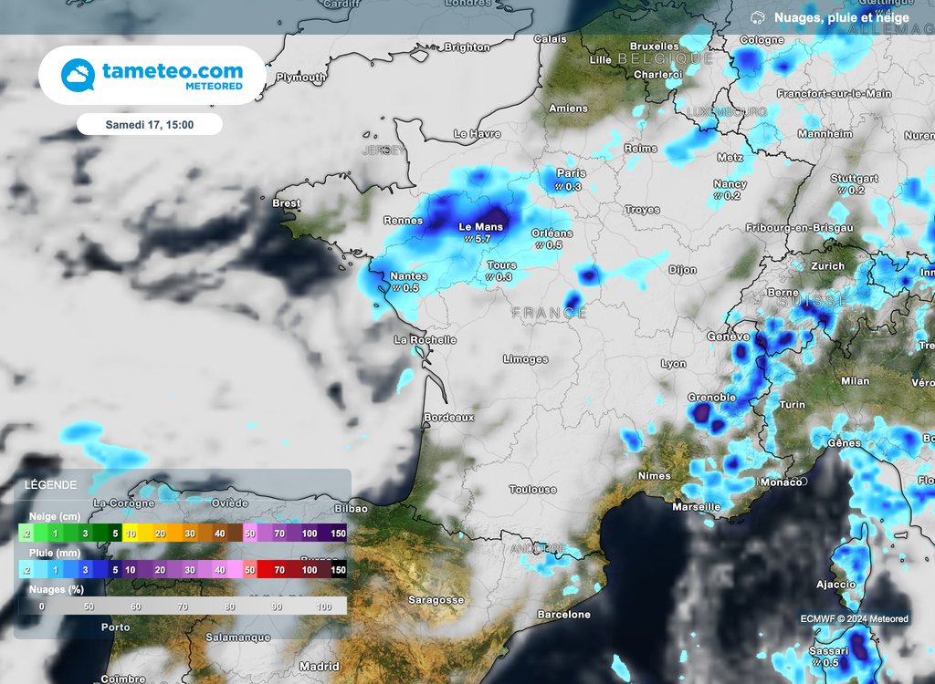 Samedi verra un ciel plus chargé en nuages à l'échelle de la France.