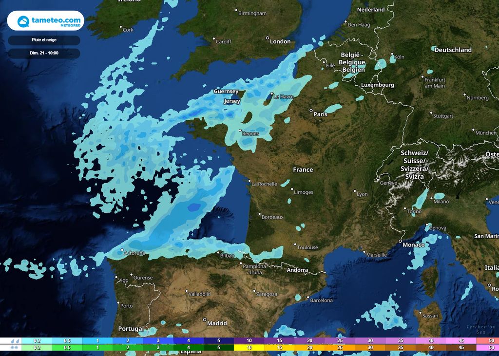 Carte des pluies - Dimanche 21 Novembre 10h Carte des pluies - Dimanche 21 Novembre 10h