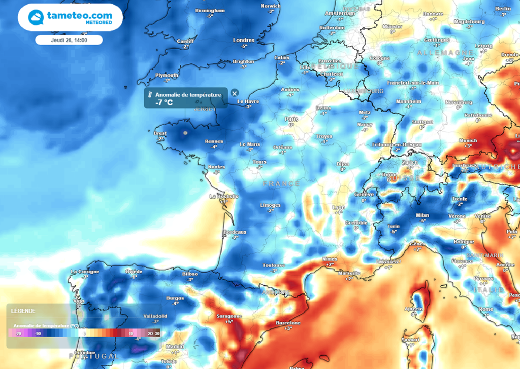 Après le passage d'une dépression très active jeudi, les températures chuteront nettement par les régions du nord-ouest. Après le passage d'une dépression très active jeudi, les températures chuteront nettement par les régions du nord-ouest.