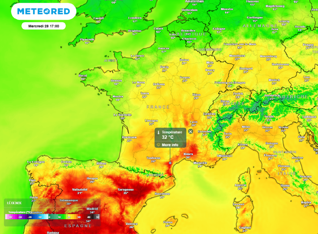 Chaleur en vue dans les régions méridionales avec souvent plus de 30°C la semaine prochaine ! Chaleur en vue dans les régions méridionales avec souvent plus de 30°C la semaine prochaine !