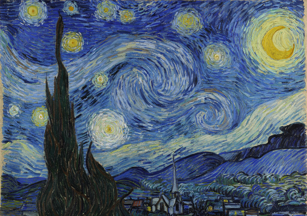 Vincent Van Gogh's work "The Starry Night" has Physics hidden among the clouds shown in the painting.