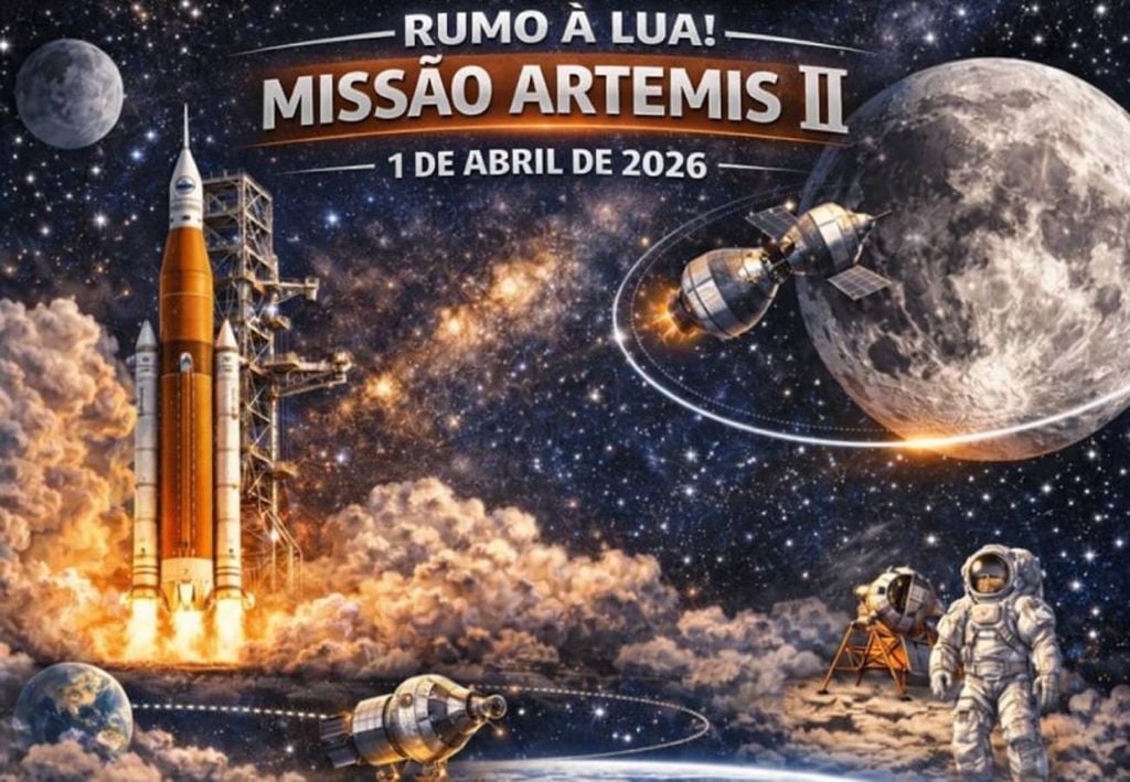 Toda a missão Artemis II terá duração de 10 dias. Imagem gerada com inteligência artificial.