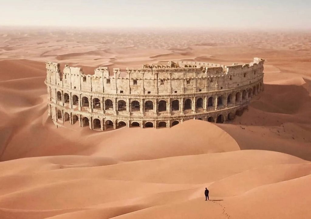 Coliseo romano rodeado de arena