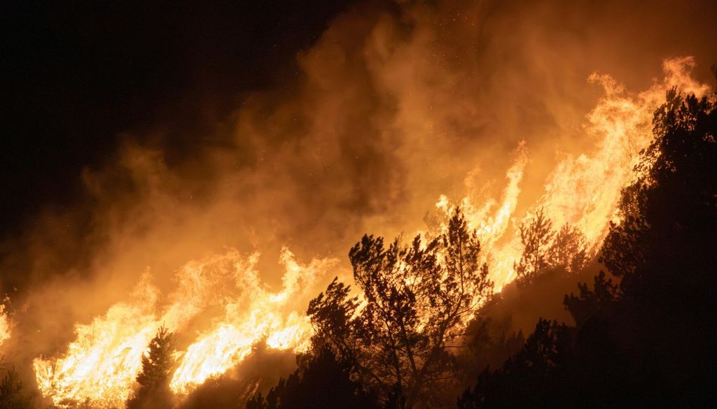 La vegetación, muy seca tras semanas de calor intenso y ausencia de precipitaciones significativas, facilita una propagación muy rápida de las llamas