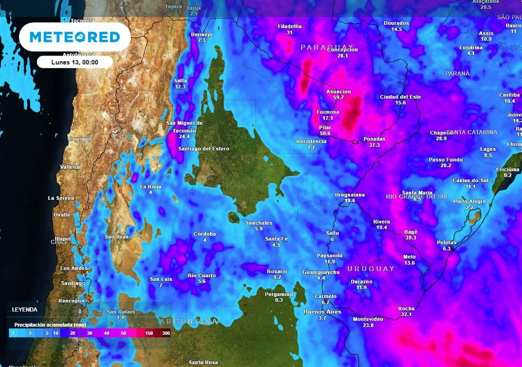 precipitación acumulada Precipitación acumulada hasta el fin de semana