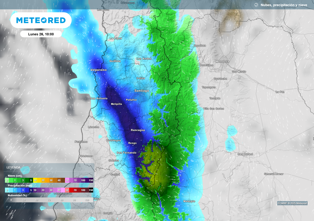 mapa de lluvias y nieve.