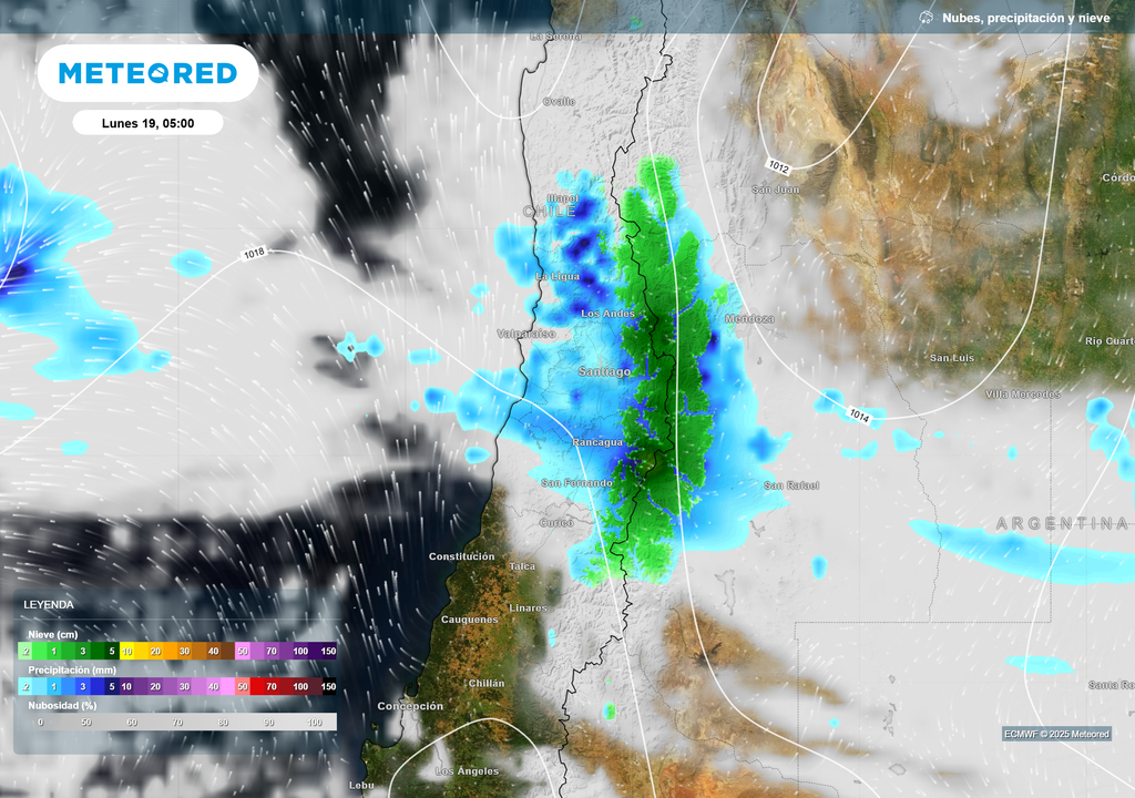 mapa de lluvia y nieve.