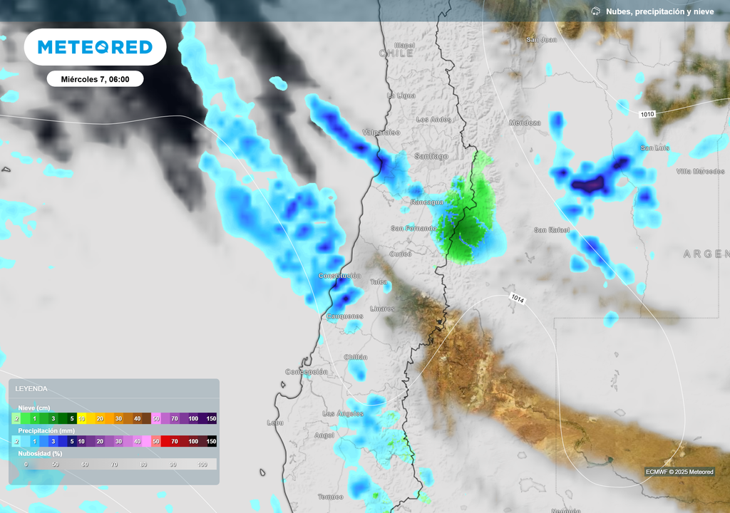mapa de lluvia y nieve.