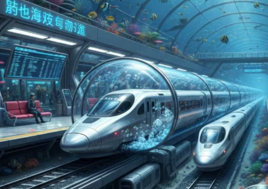 Tren bala submarino China La línea se integrará a la red ferroviaria, por lo que los pasajeros no deberán cambiar de formación en sus viajes. Foto: Gentileza X @estratsferaok (imagen ilustrativa)
