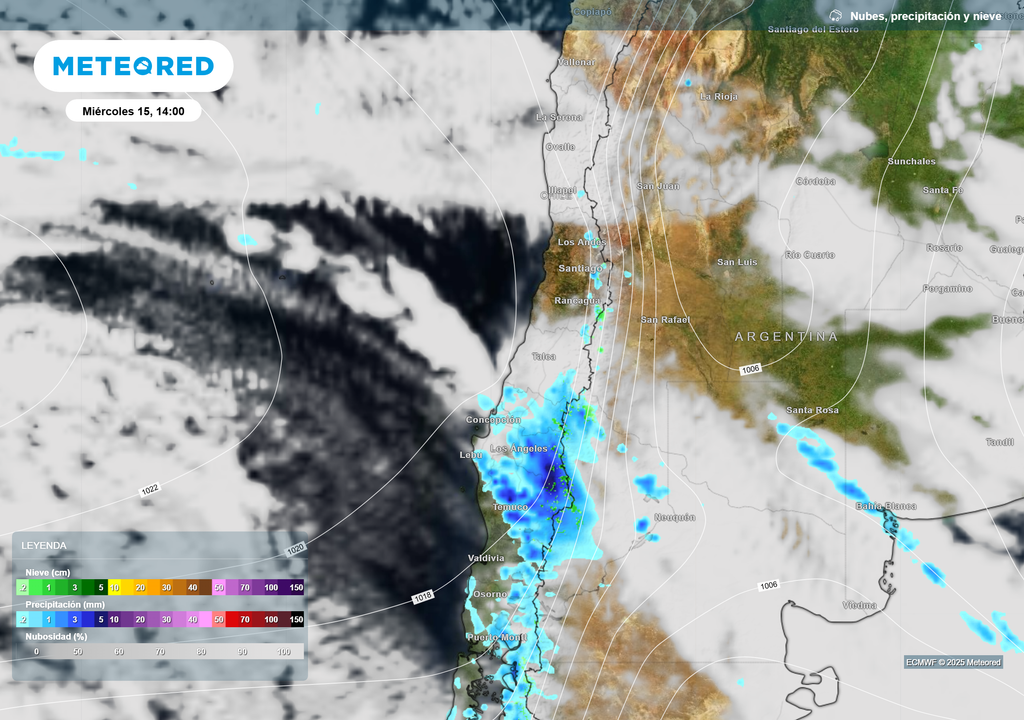 mapa de lluvia y nieve.