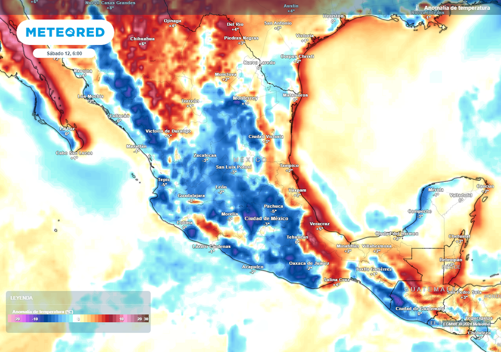 Anomalía de temperaturas en grados Celsius Anomalía de temperaturas en grados Celsius