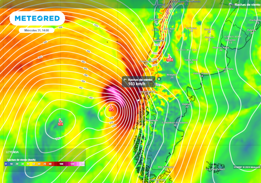 Mapa de rachas de viento. Mapa de rachas de viento.