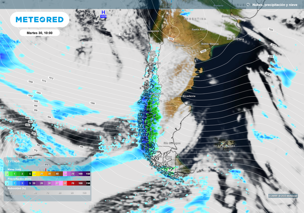mapa de lluvia y nieve
