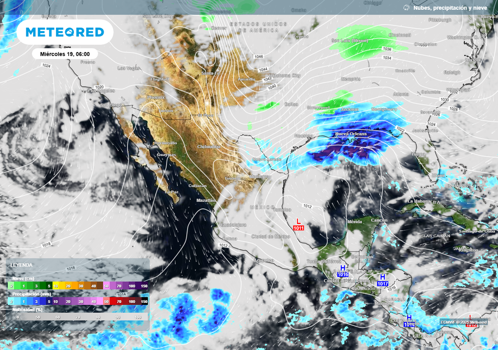 Pronóstico de nubes, viento y lluvias