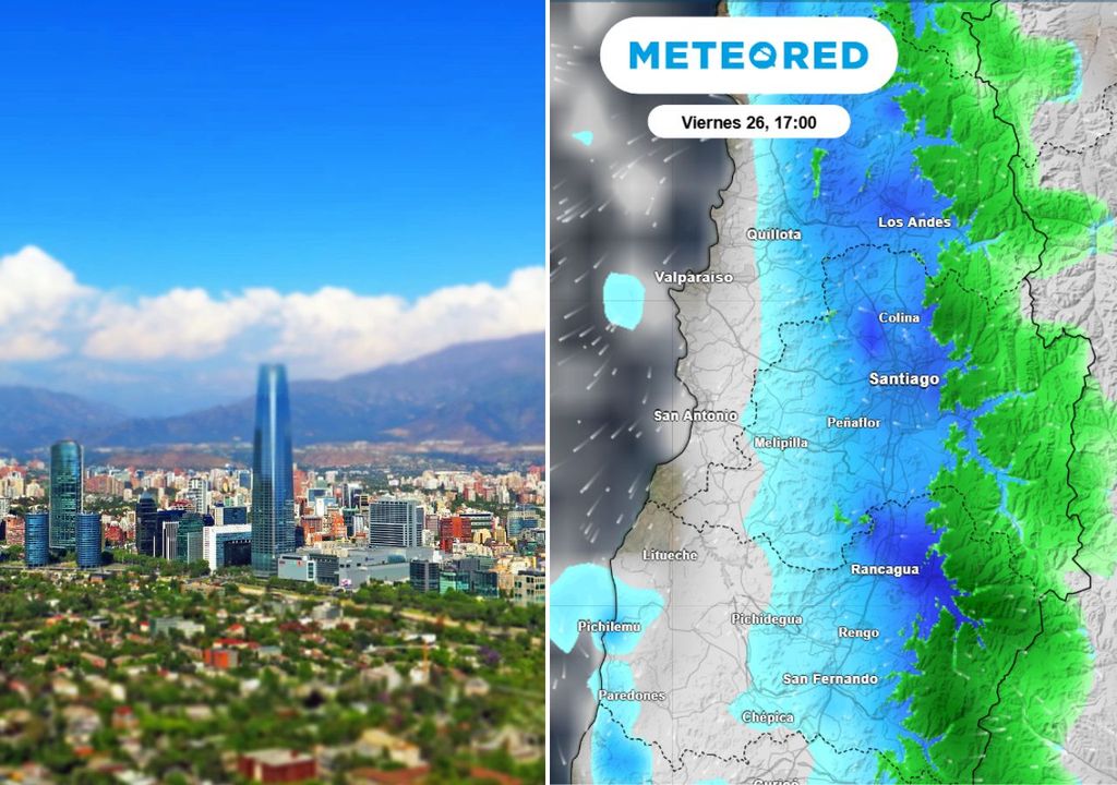 Santiago y mapa de precipitaciones