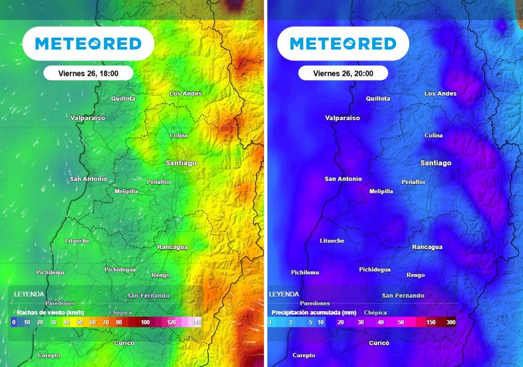 mapas de racha de viento y precipitación acumulada