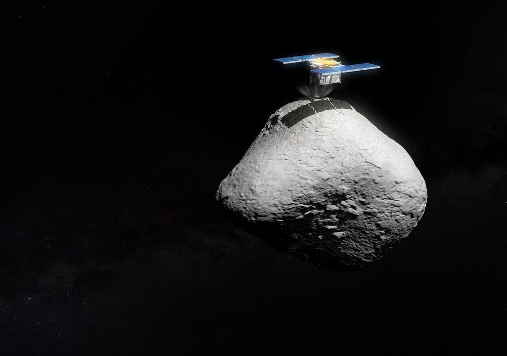 Künstlerische Darstellung des Rendezvous von Hayabusa2 mit dem Asteroiden 1998 KY26.
